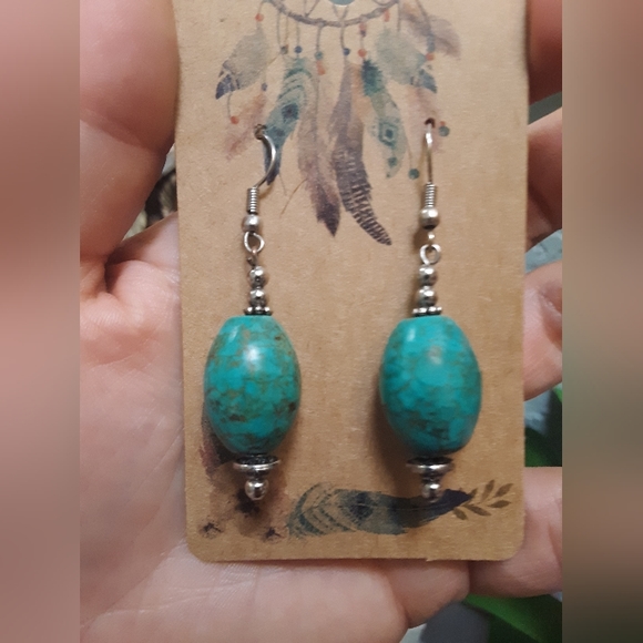 Turquoise silver earrings and bracelet set😁❤ - Picture 3 of 4